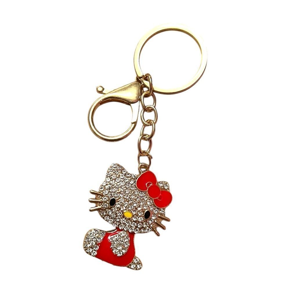 Hello Kitty Red Dress Crystal Keychain Bag Charm